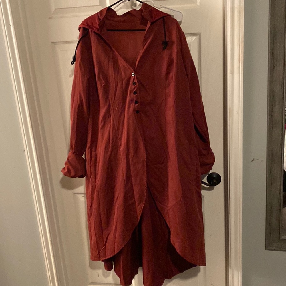 Medieval Renaissance Age Light Weight Over Coat Long Button Front Hoodie